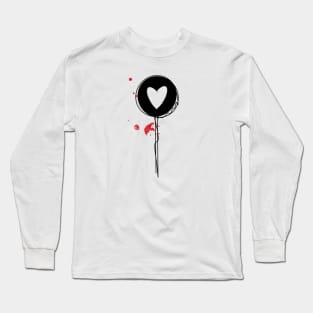 Black Lollipop Candy with Heart Love Line art Long Sleeve T-Shirt